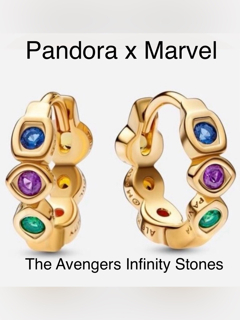 Pandora x Marvel 925SS TheAvengersInfinityStonesHuggies/Hoop EarringsDustBag&Box
